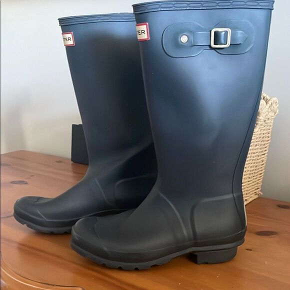 Hunter Blue Matte Finish Tall Waterproof Boots - Picture 2 of 8